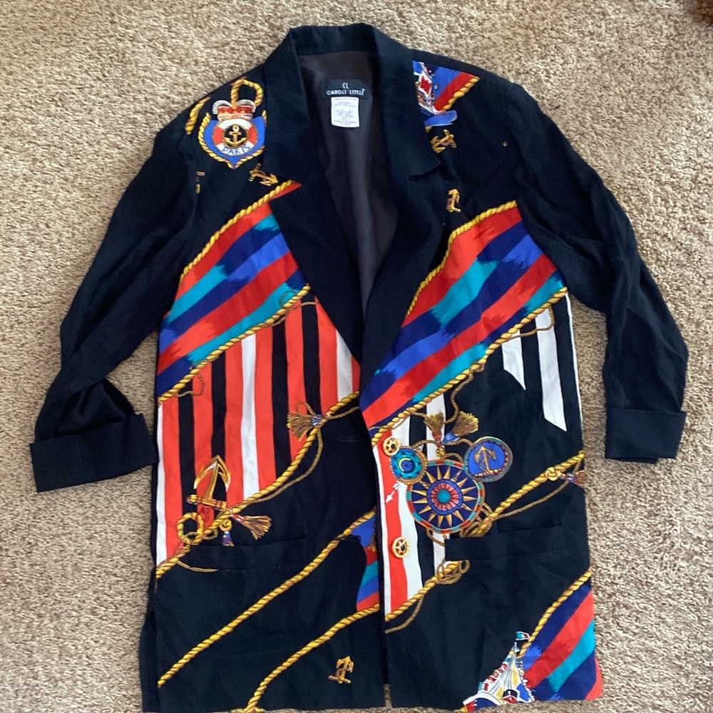 Vintage Carole Little nautical long bottom blazer size 8